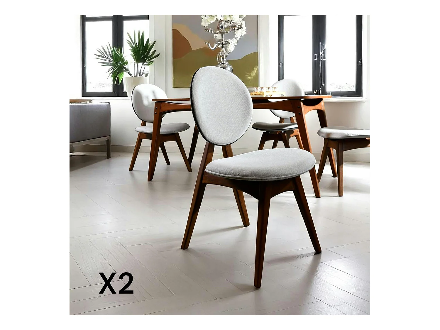 Chaise médaillon écrue - style moderne (lot de 2) DILI