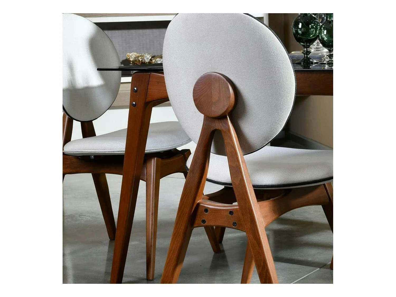 Chaise médaillon écrue - style moderne (lot de 2) DILI