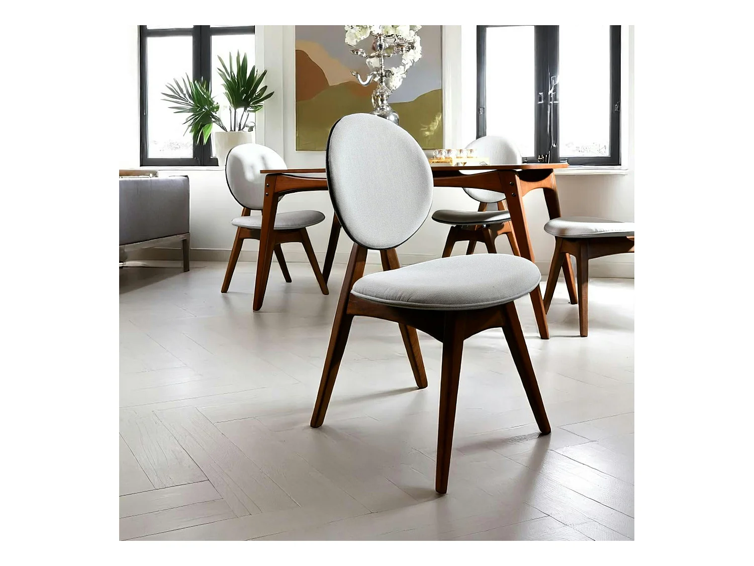 Chaise médaillon écrue - style moderne (lot de 2) DILI