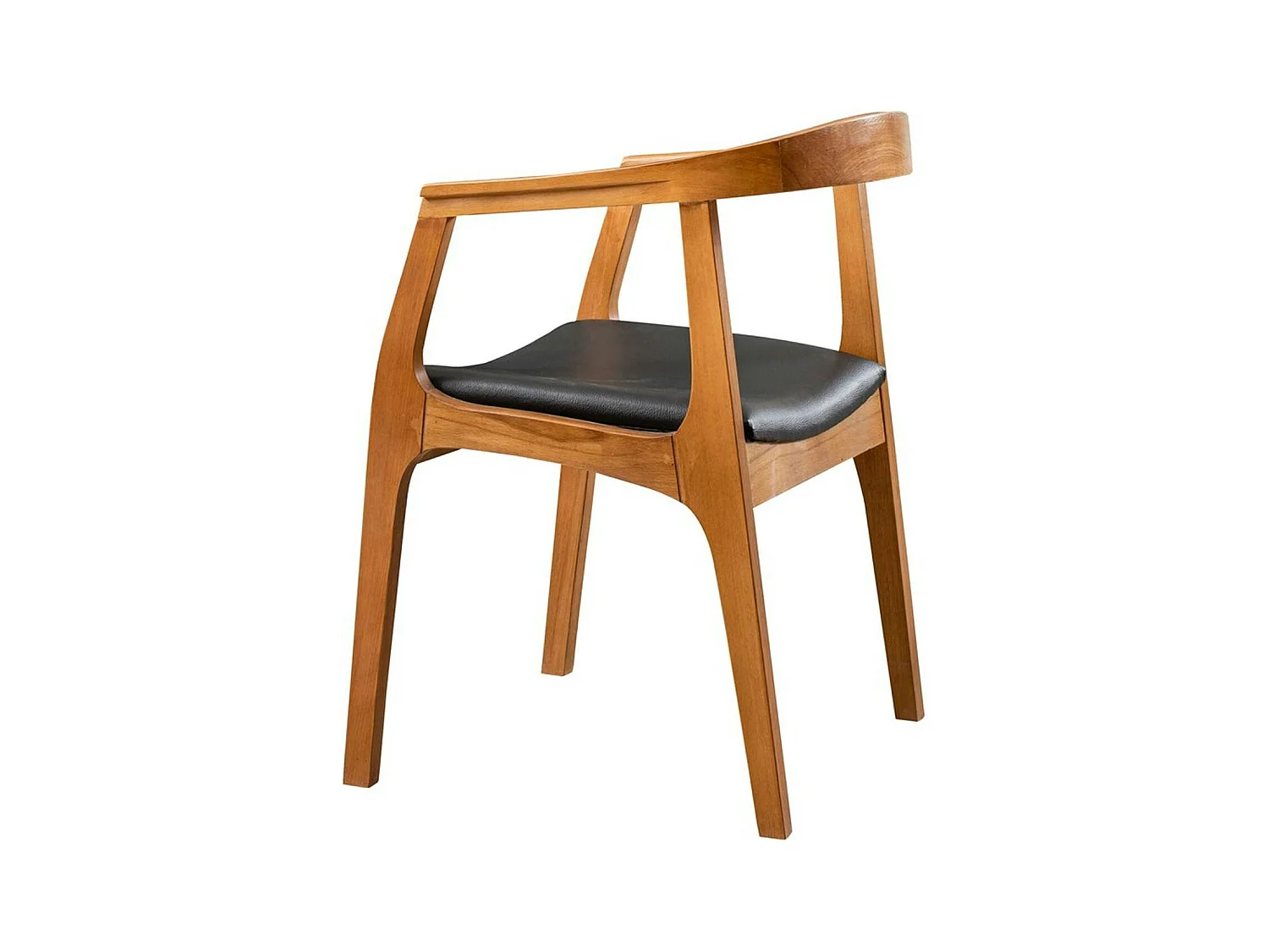 Chaise en bois ronde - assise noire TENA