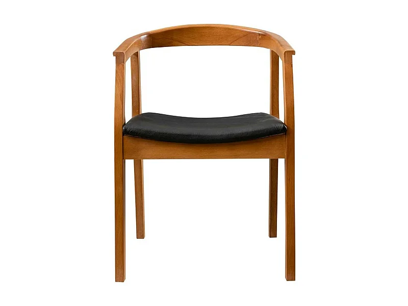 Chaise en bois ronde - assise noire TENA