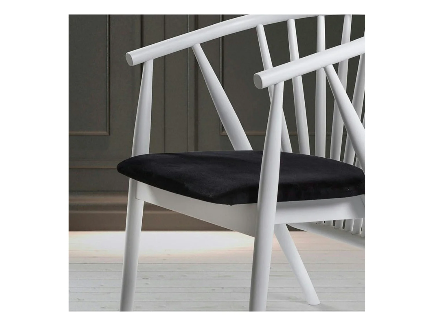 Chaise blanche à barreaux - velours noir TENA