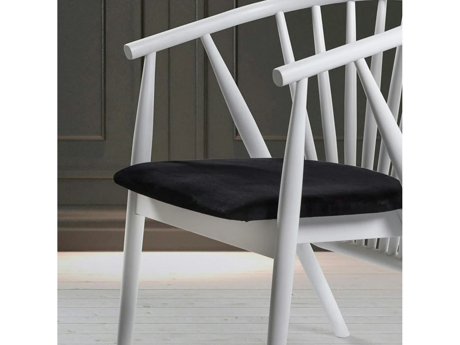 Chaise blanche à barreaux - velours noir TENA