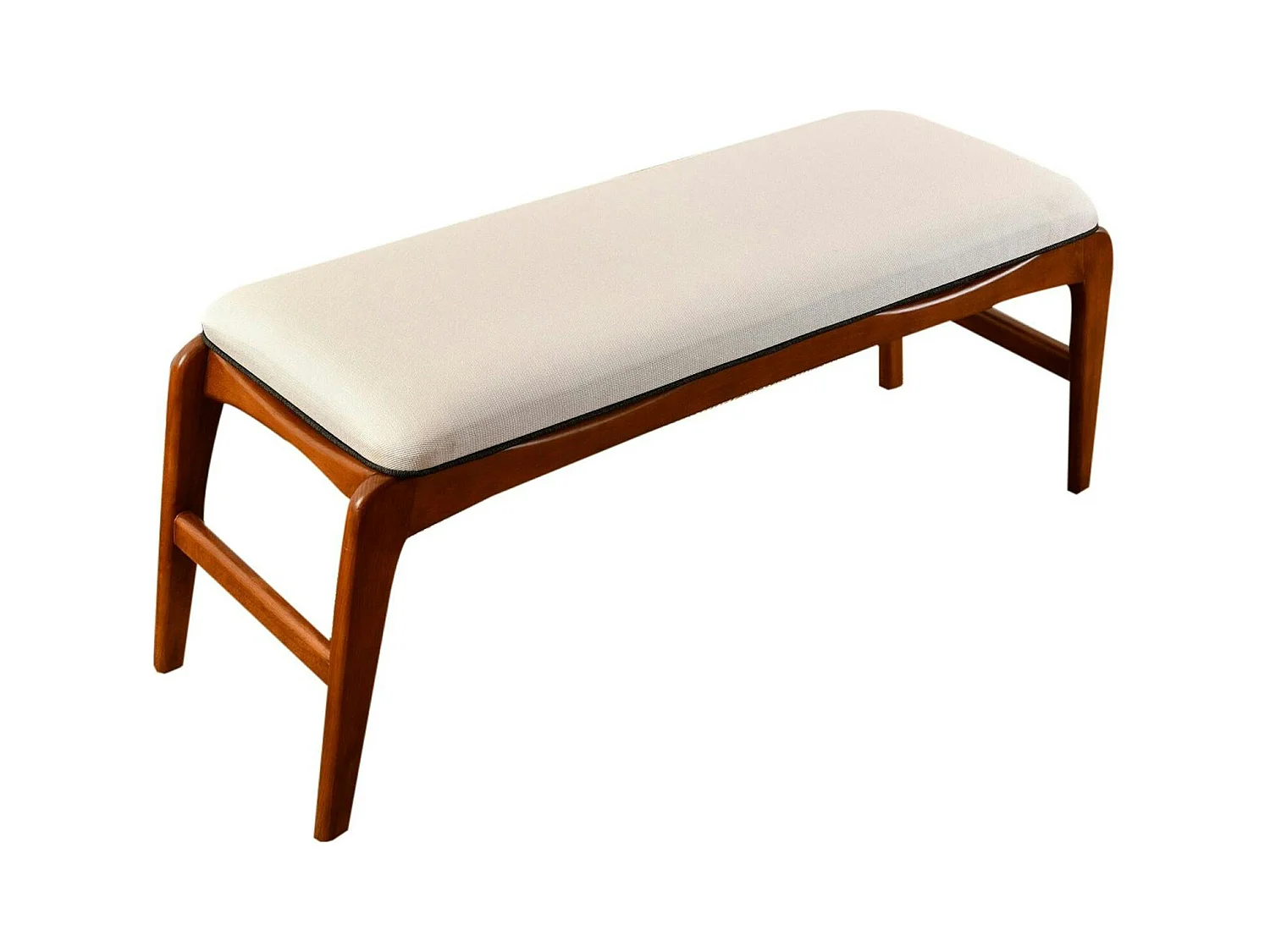 Banc d'entrée en bois et tissu - assise lin, 120 cm DILI
