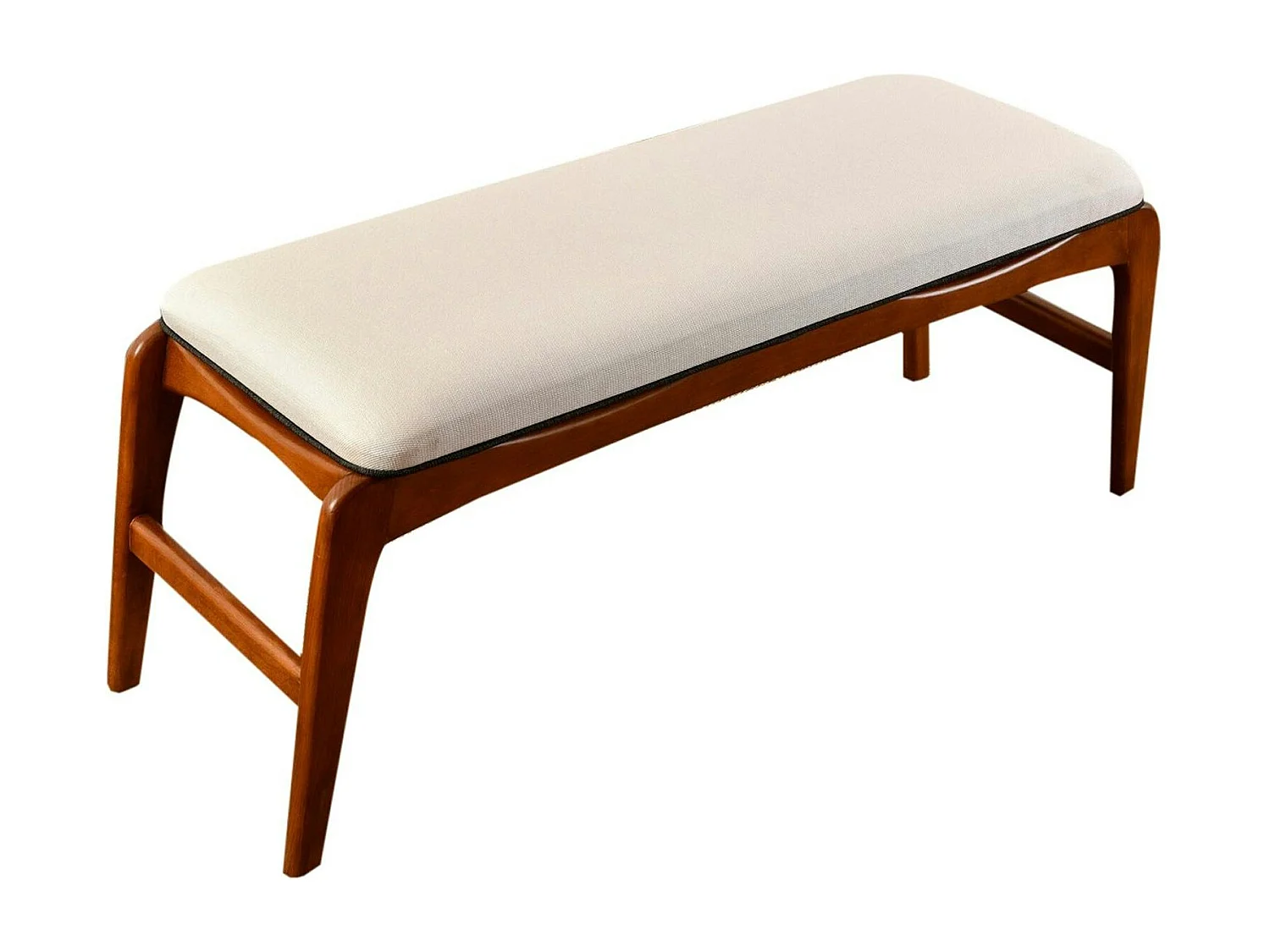 Banc d'entrée en bois et tissu - assise lin, 120 cm DILI