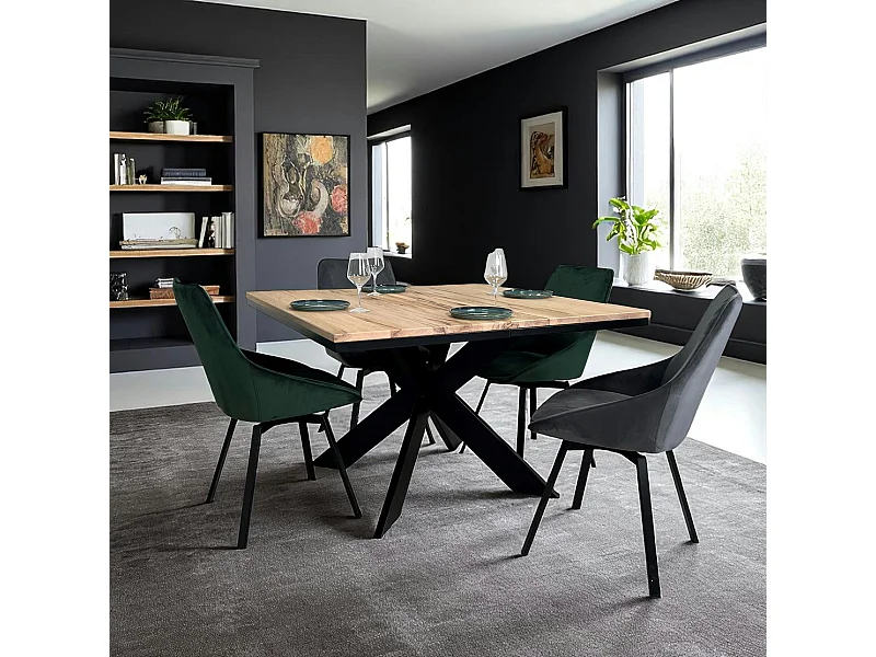 Table carrée extensible en chêne blanc 120 cm PALERME