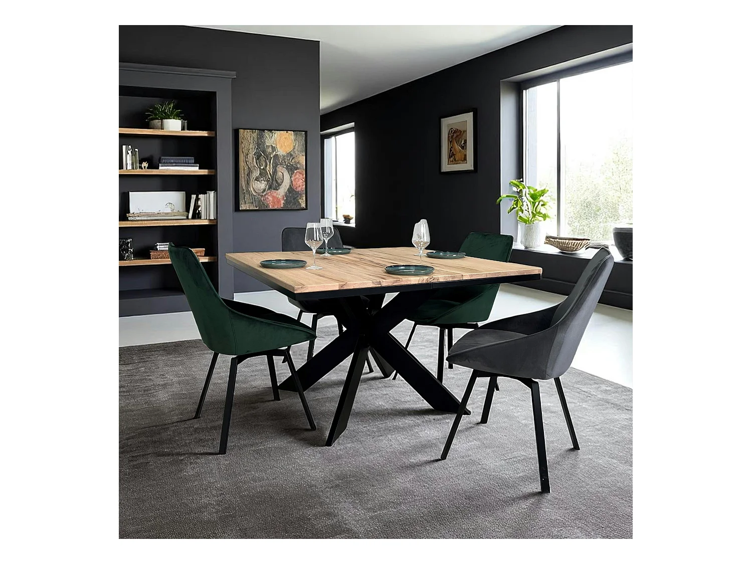 Table carrée extensible en chêne blanc 120 cm PALERME