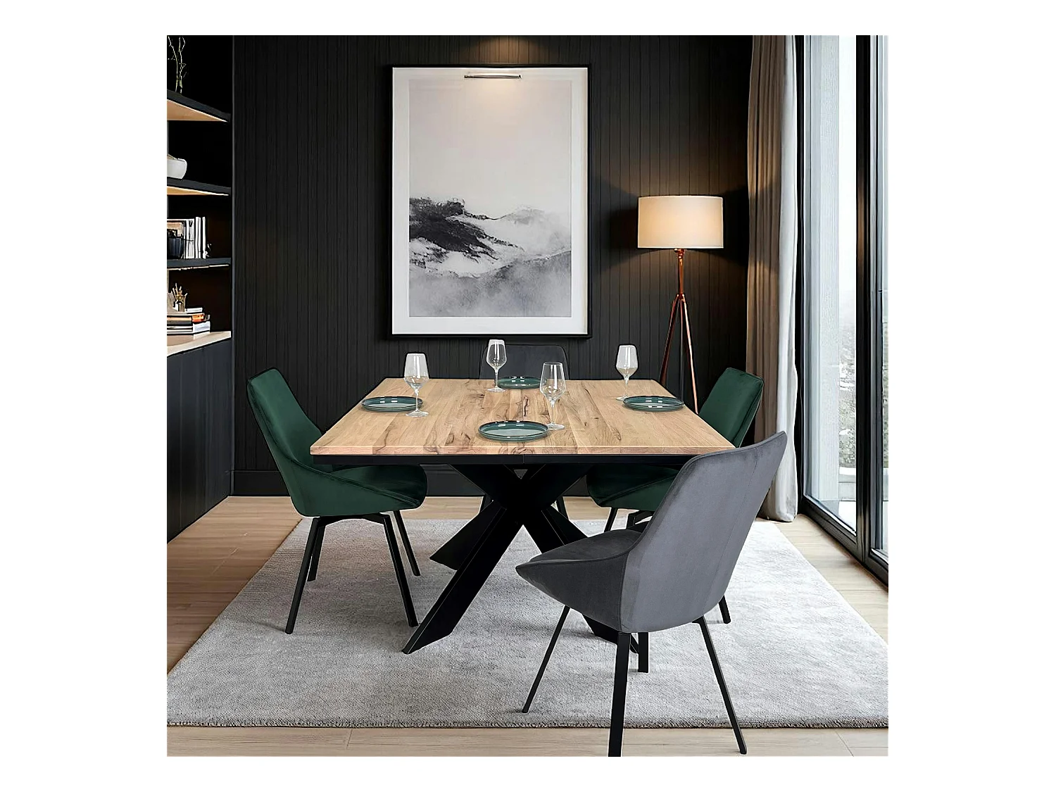 Table carrée extensible en chêne blanc 120 cm PALERME