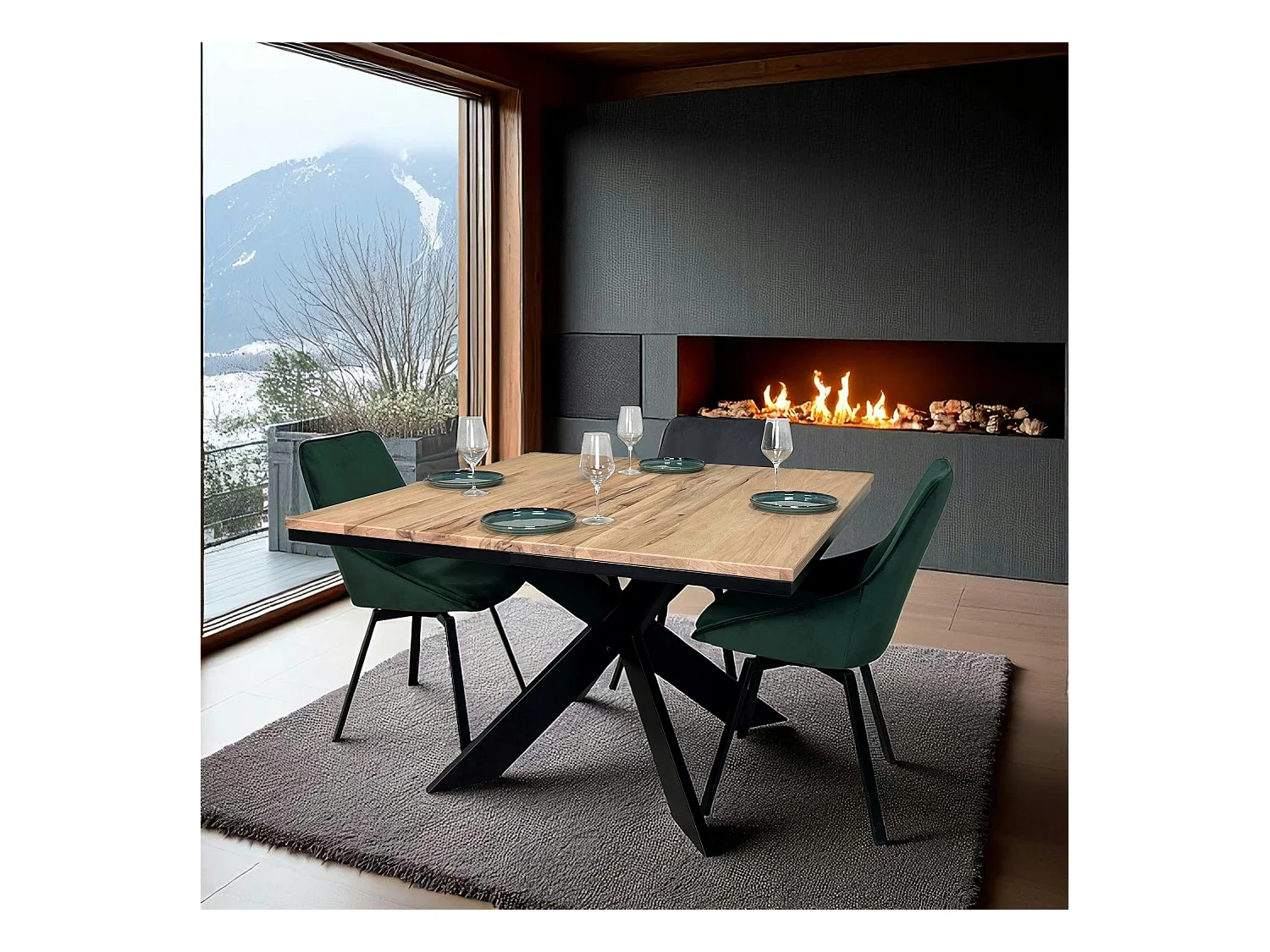 Table carrée extensible en chêne blanc 120 cm PALERME