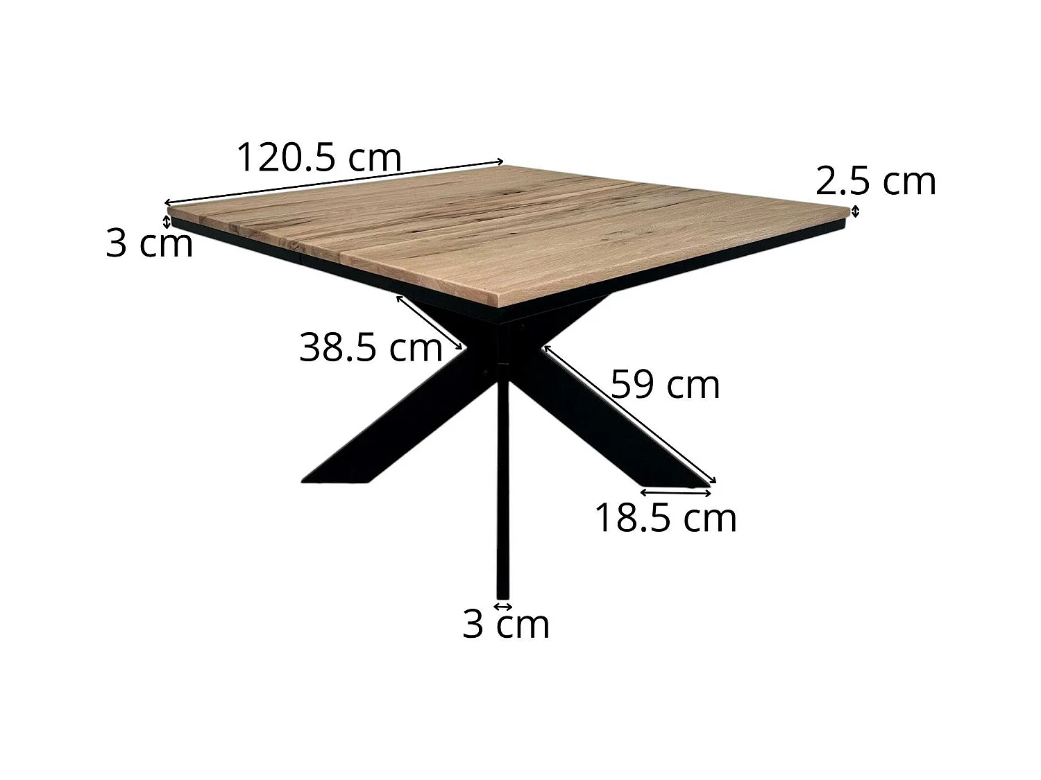 Table carrée extensible en chêne blanc 120 cm PALERME