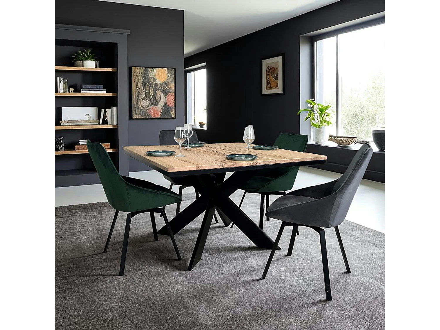 Table carrée extensible en chêne blanc 120 cm PALERME