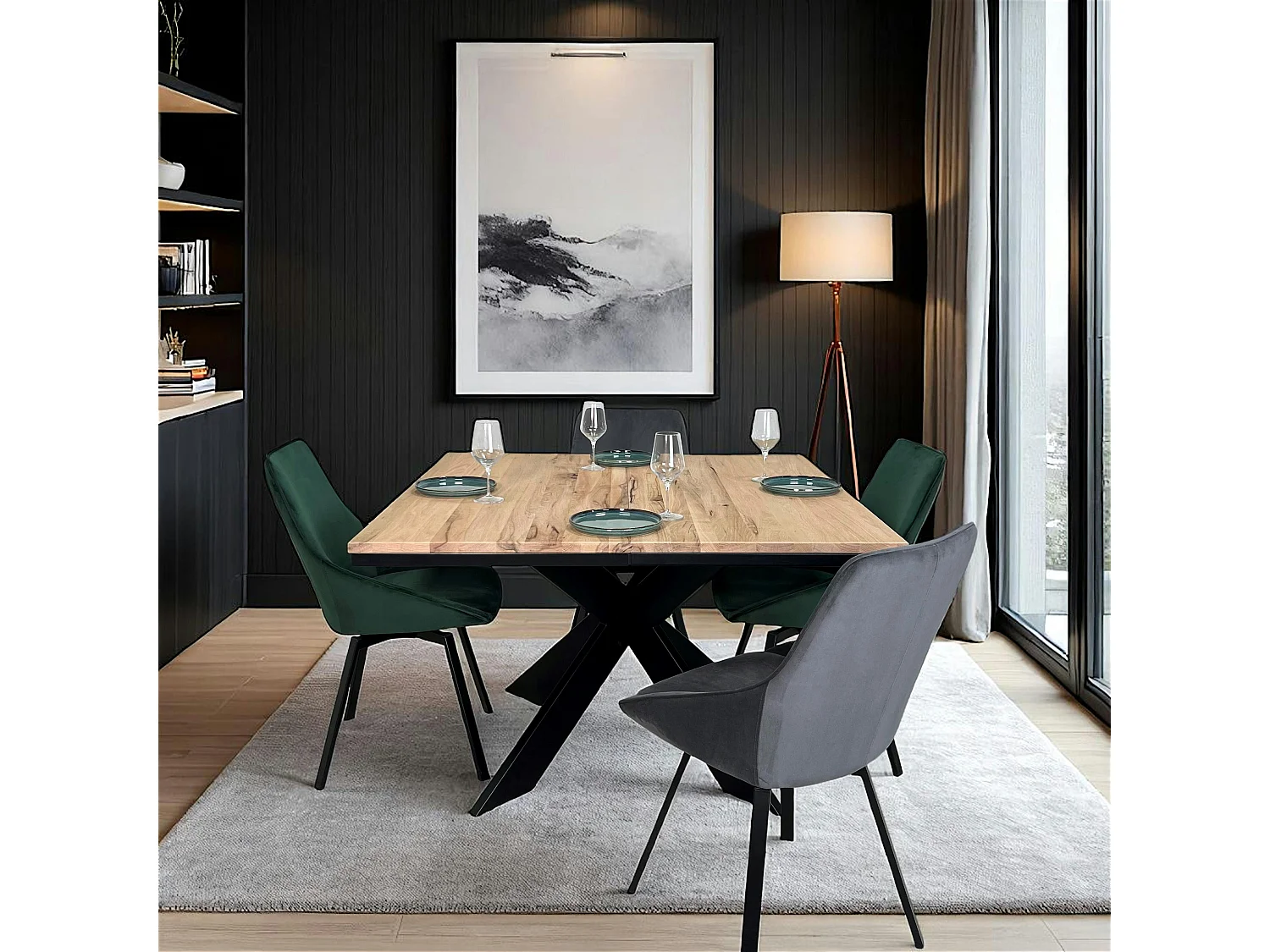 Table carrée extensible en chêne blanc 120 cm PALERME