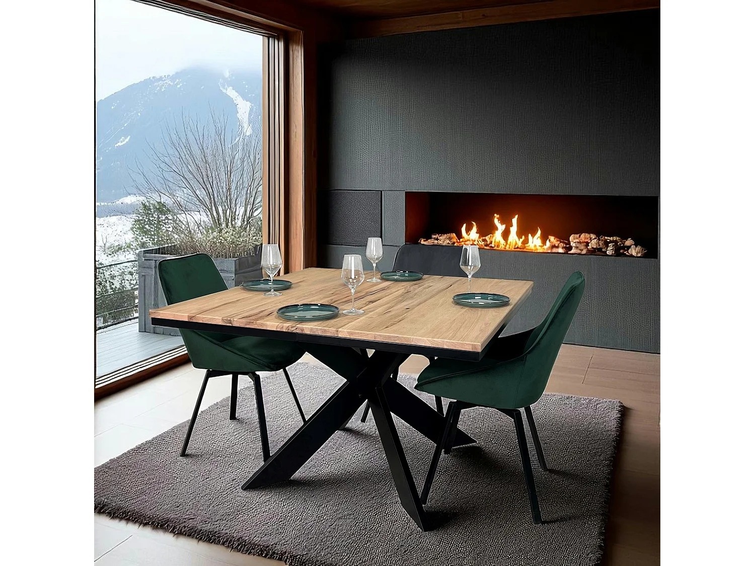 Table carrée extensible en chêne blanc 120 cm PALERME