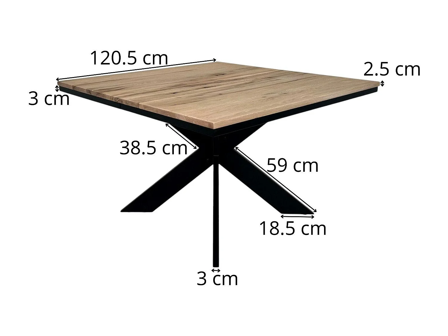 Table carrée extensible en chêne blanc 120 cm PALERME