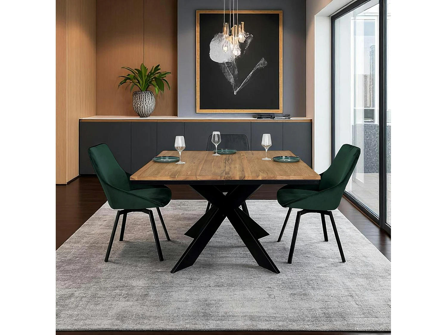 Table carrée extensible en chêne huilé 120 cm PALERME
