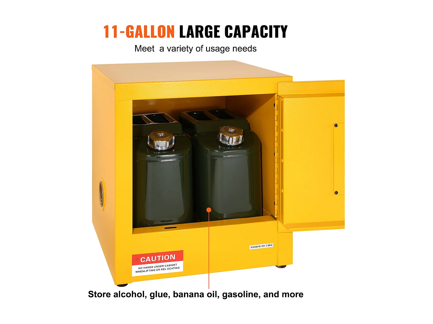 Veiligheidskast, SucceBuy Veiligheidskast voor Ontvlambare Vloeistoffen, 42 L (11 gallon), 43 × 43 × 46 cm