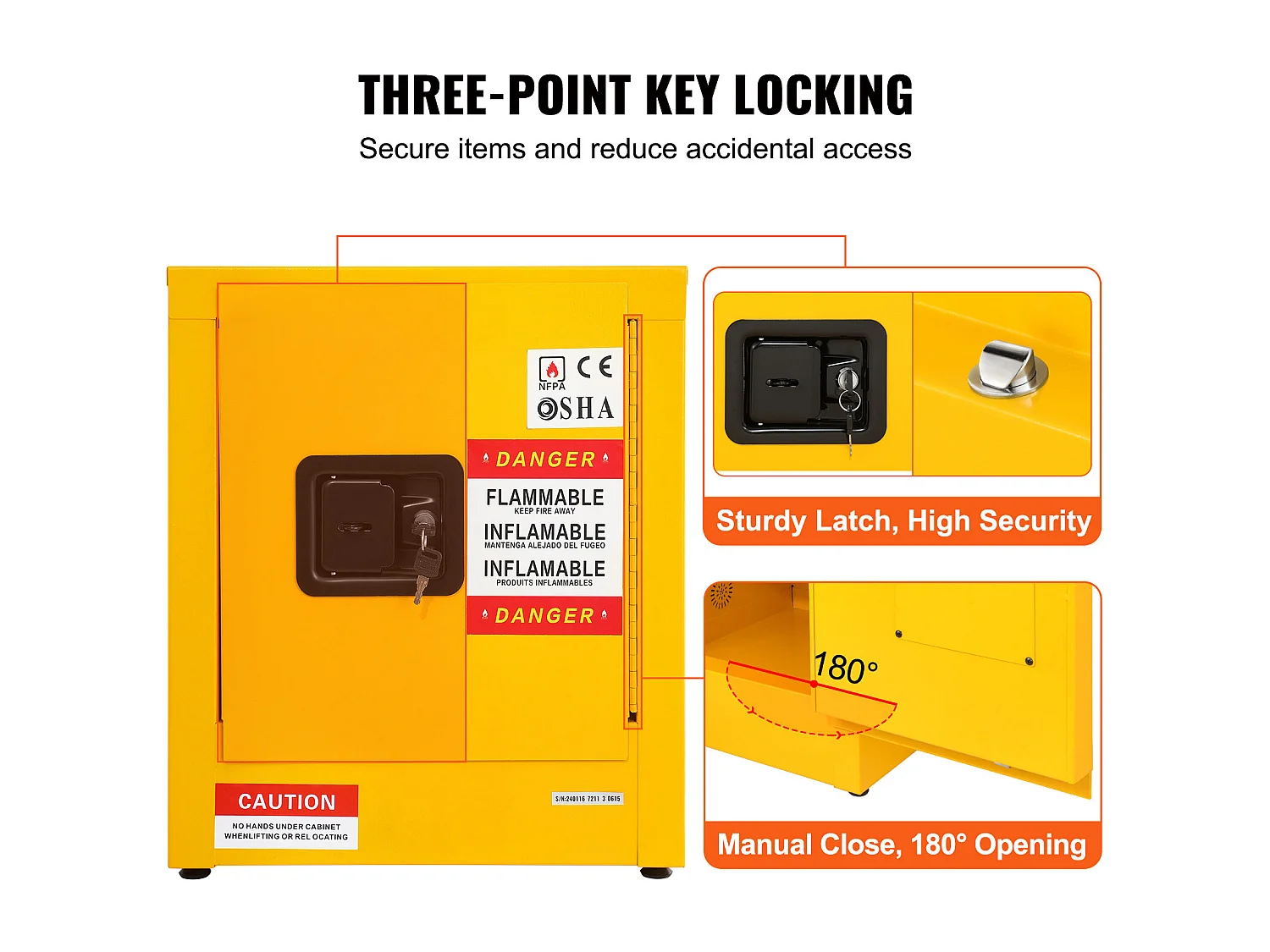 Veiligheidskast, SucceBuy Veiligheidskast voor Ontvlambare Vloeistoffen, 42 L (11 gallon), 43 × 43 × 46 cm