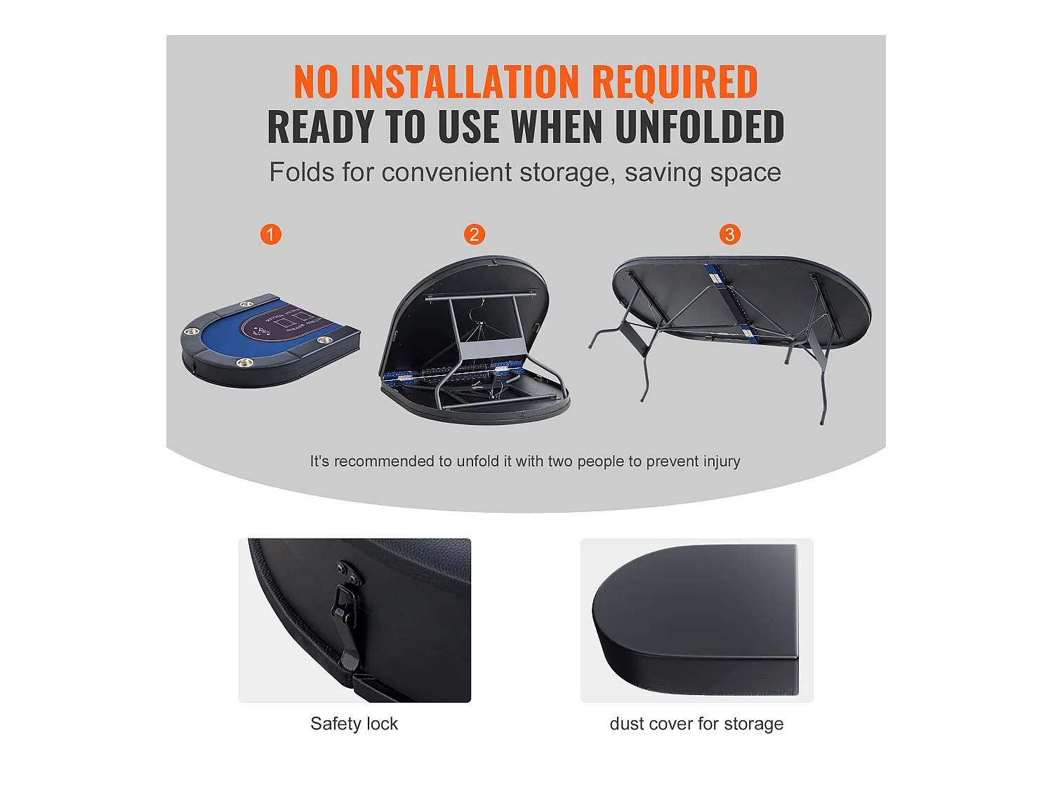 Table SucceBuy de Poker Pliable Ovale pour 8 Joueurs de 183cm, Blackjack de Casino et Texas Holdem