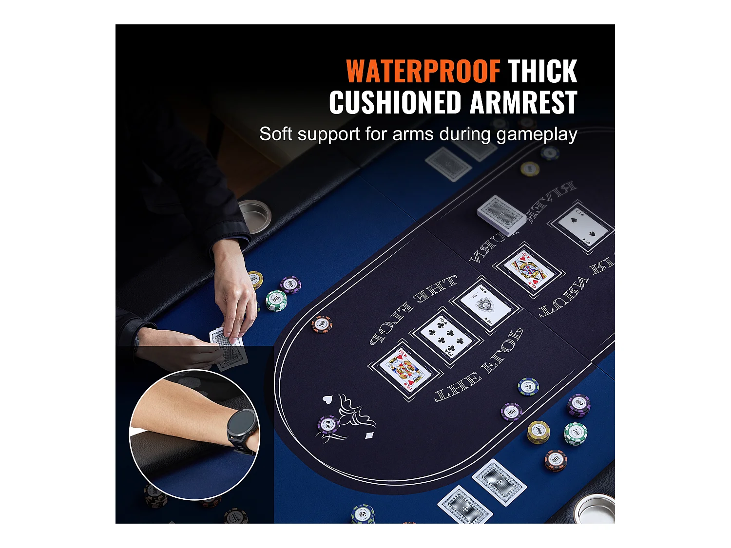 Table SucceBuy de Poker Pliable Ovale pour 8 Joueurs de 183cm, Blackjack de Casino et Texas Holdem