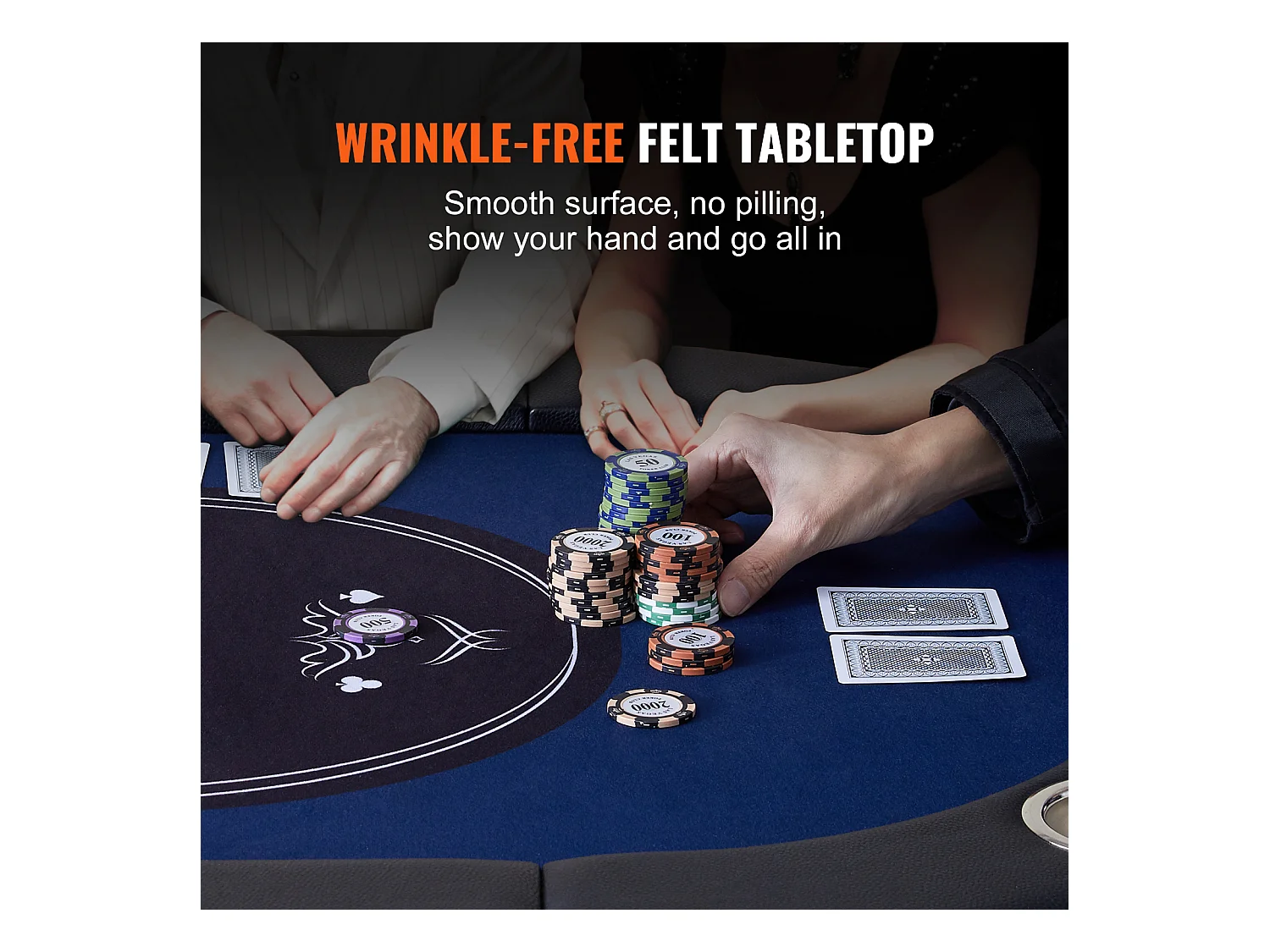 Table SucceBuy de Poker Pliable Ovale pour 8 Joueurs de 183cm, Blackjack de Casino et Texas Holdem
