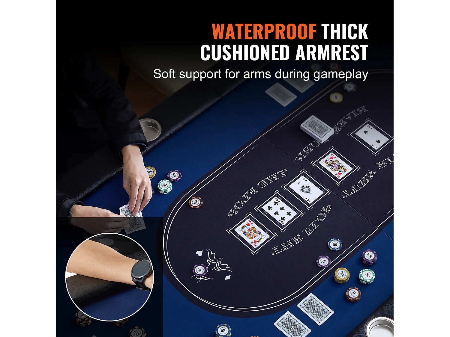 Table SucceBuy de Poker Pliable Ovale pour 8 Joueurs de 183cm, Blackjack de Casino et Texas Holdem