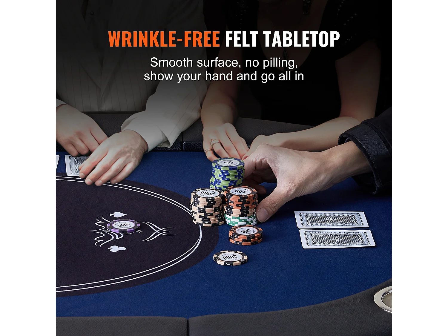 Table SucceBuy de Poker Pliable Ovale pour 8 Joueurs de 183cm, Blackjack de Casino et Texas Holdem