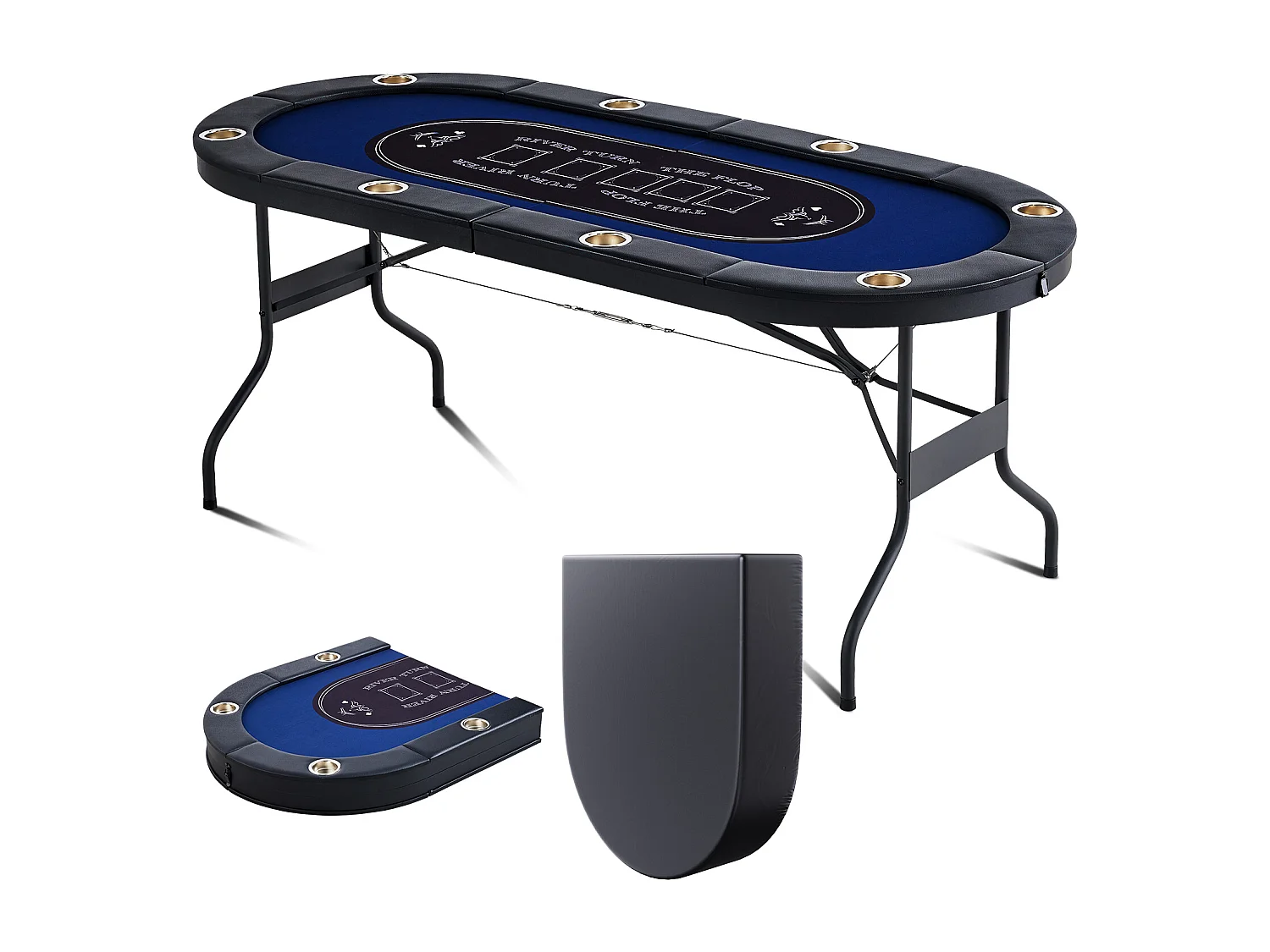 Table SucceBuy de Poker Pliable Ovale pour 8 Joueurs de 183cm, Blackjack de Casino et Texas Holdem