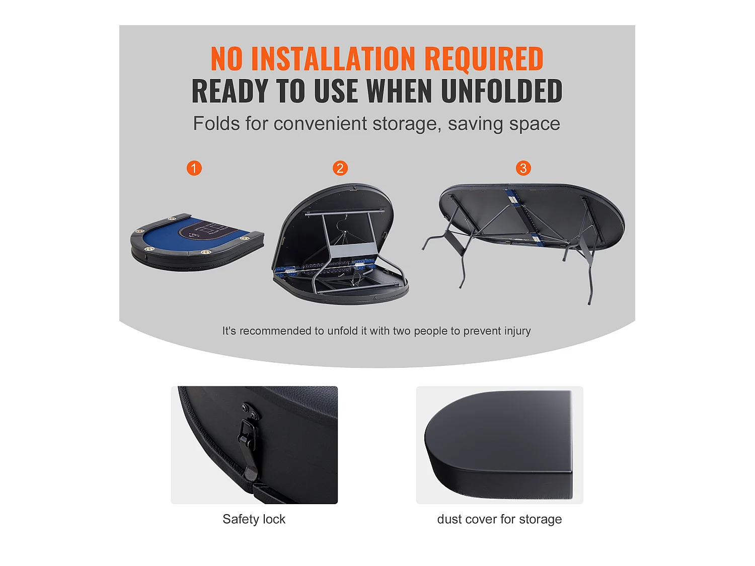 Table SucceBuy de Poker Pliable Ovale 10 Joueurs 213cm Casino Blackjack et Texas Holdem