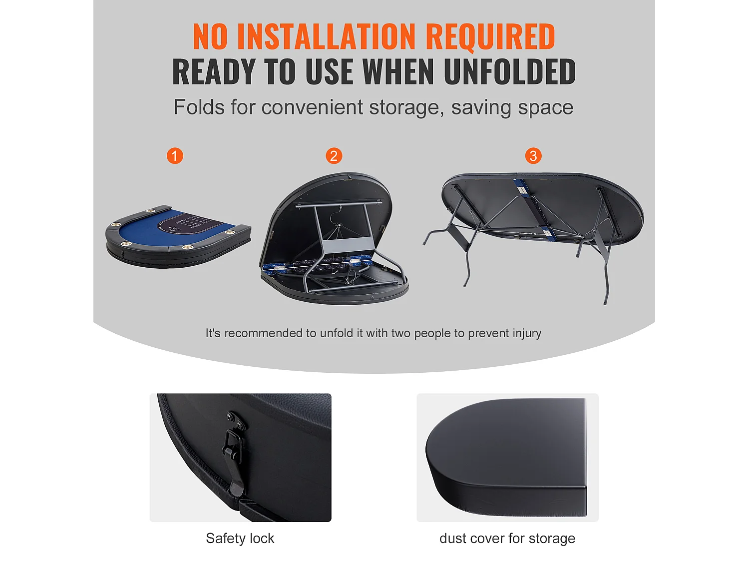 Table SucceBuy de Poker Pliable Ovale 10 Joueurs 213cm Casino Blackjack et Texas Holdem