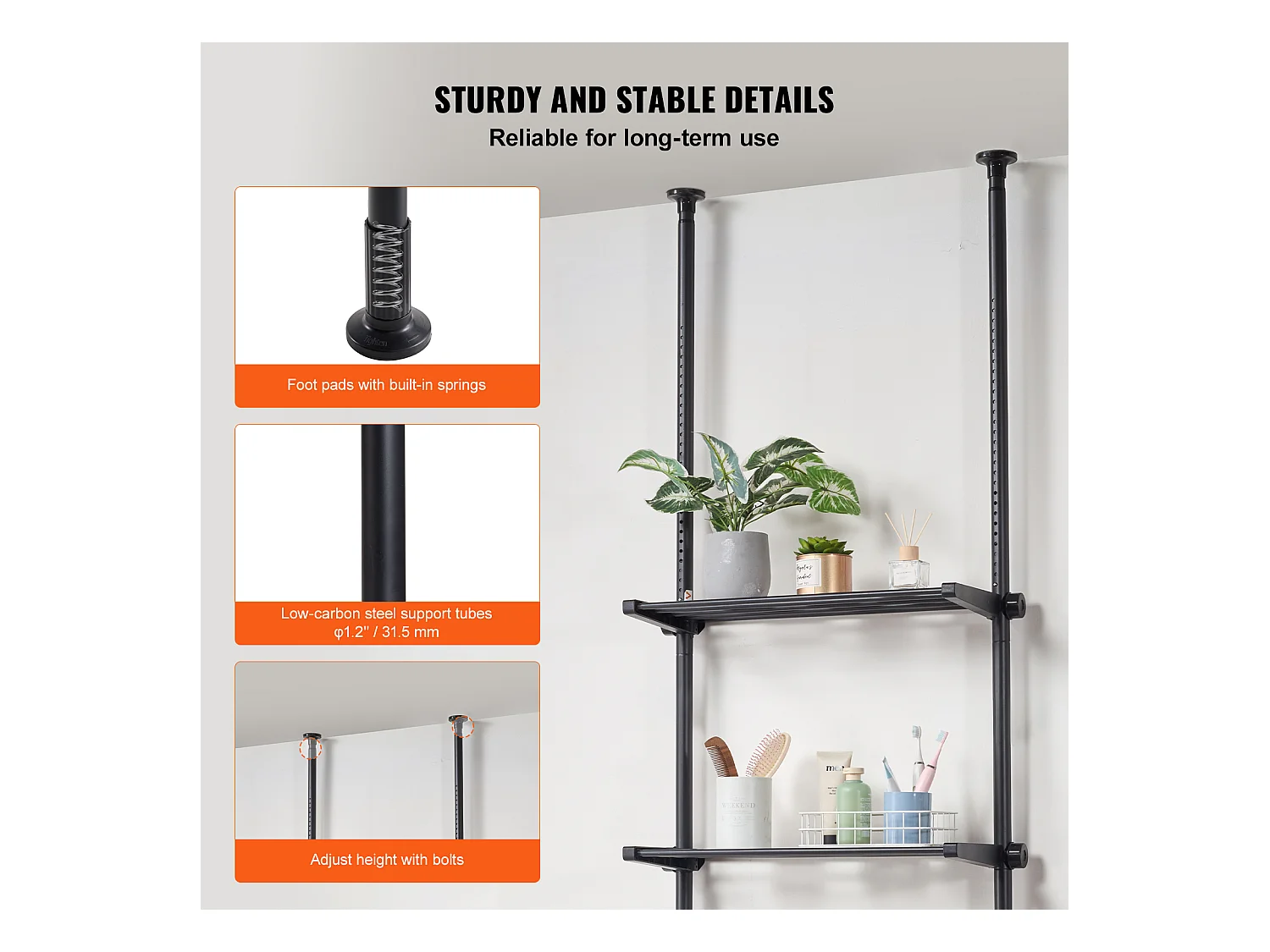 Étagère de Rangement SucceBuy à 4 Niveaux pour Toilettes, Organisateur RÉglable en Acier, Économiseur d'Espace