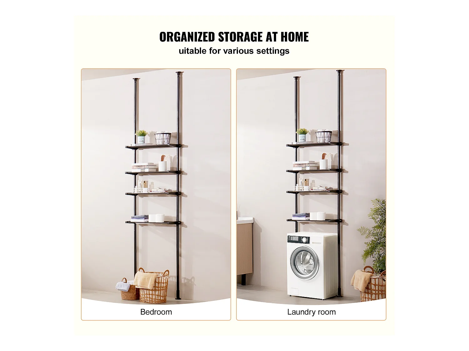 Étagère de Rangement SucceBuy à 4 Niveaux pour Toilettes, Organisateur RÉglable en Acier, Économiseur d'Espace