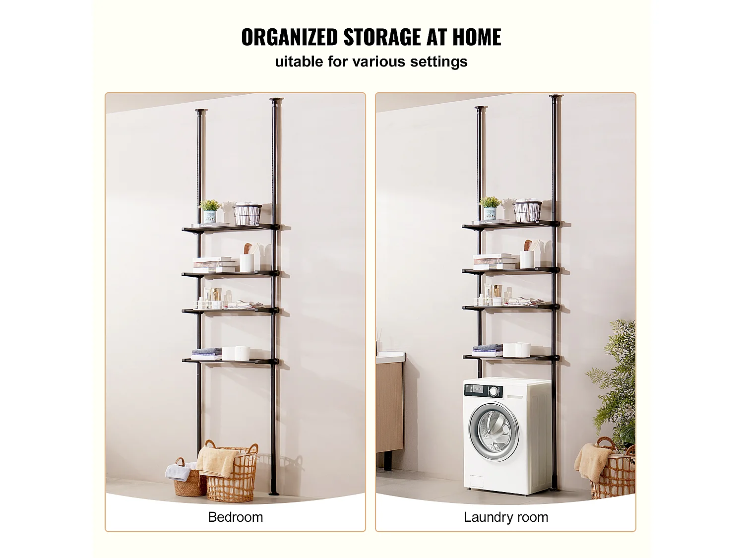 SucceBuy Opbergrek met 4 Niveaus voor Toiletten, Regelbare Staal-Organisator, Ruimtespaarder