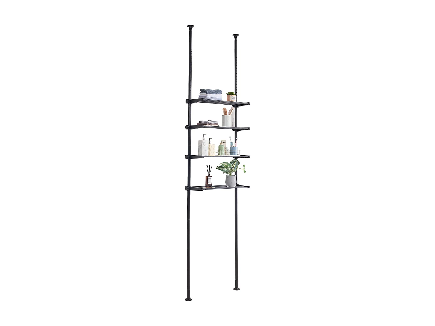 SucceBuy Opbergrek met 4 Niveaus voor Toiletten, Regelbare Staal-Organisator, Ruimtespaarder