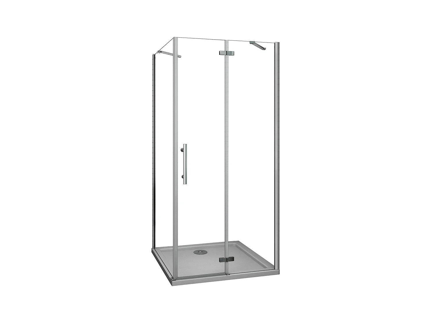 Porta de duche Bater e Painel lateral uma Barra 50cm Perfil cromado Vidro Anticalcário 6mm (790-810)x(745-770)x1900mm-AICA