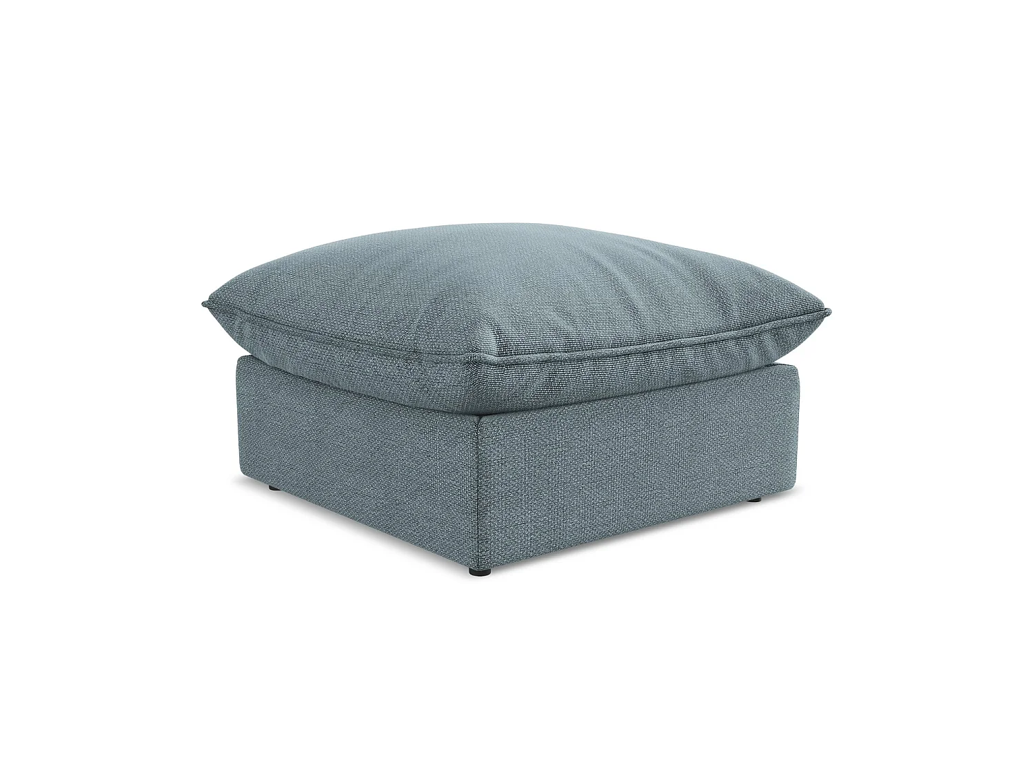 Pouf en tissu bouclette - jeans - RAVENNA