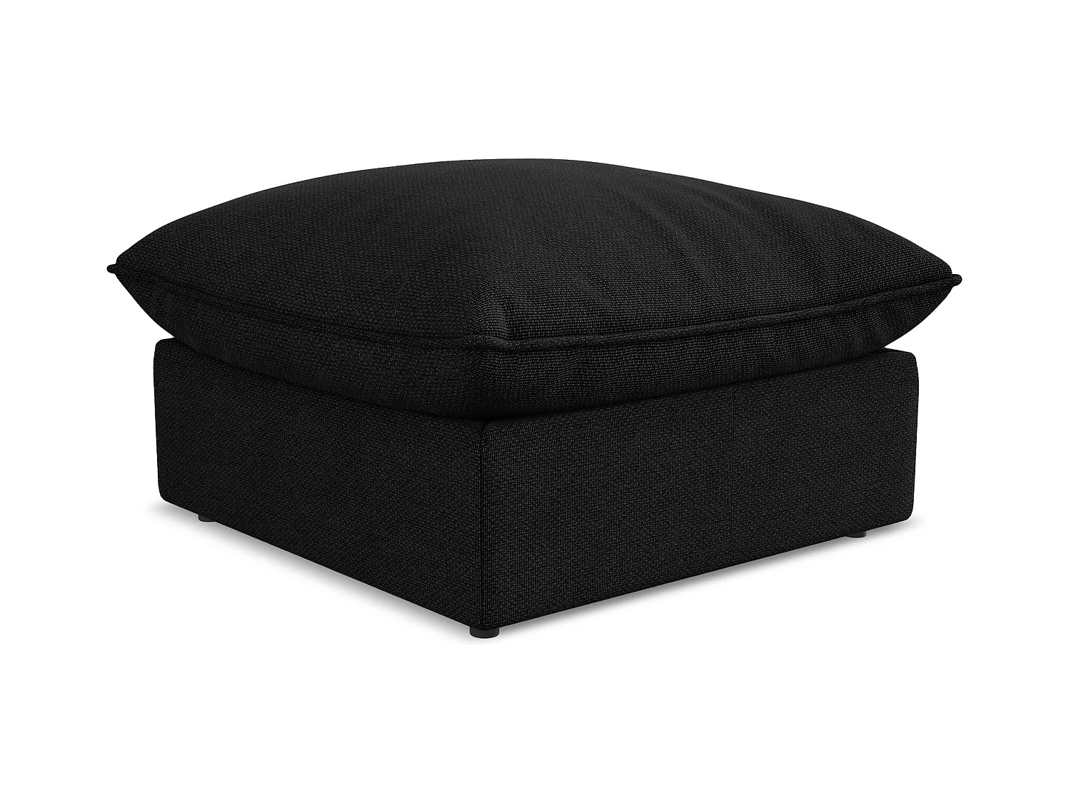 Pouf en tissu bouclette - noir - MANAO