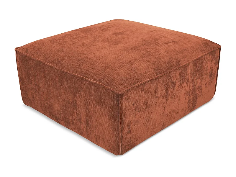 Poef van terracotta chenille stof - HANA