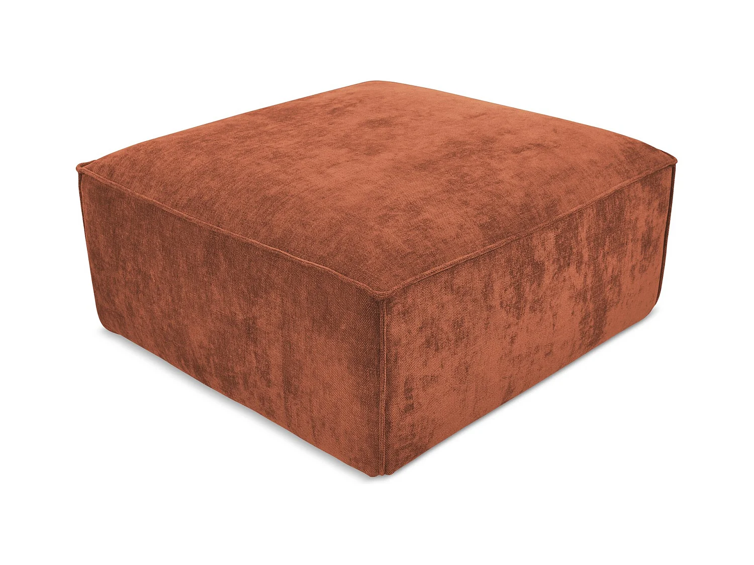 Pouf en tissu chenille - terre cuite - HANA