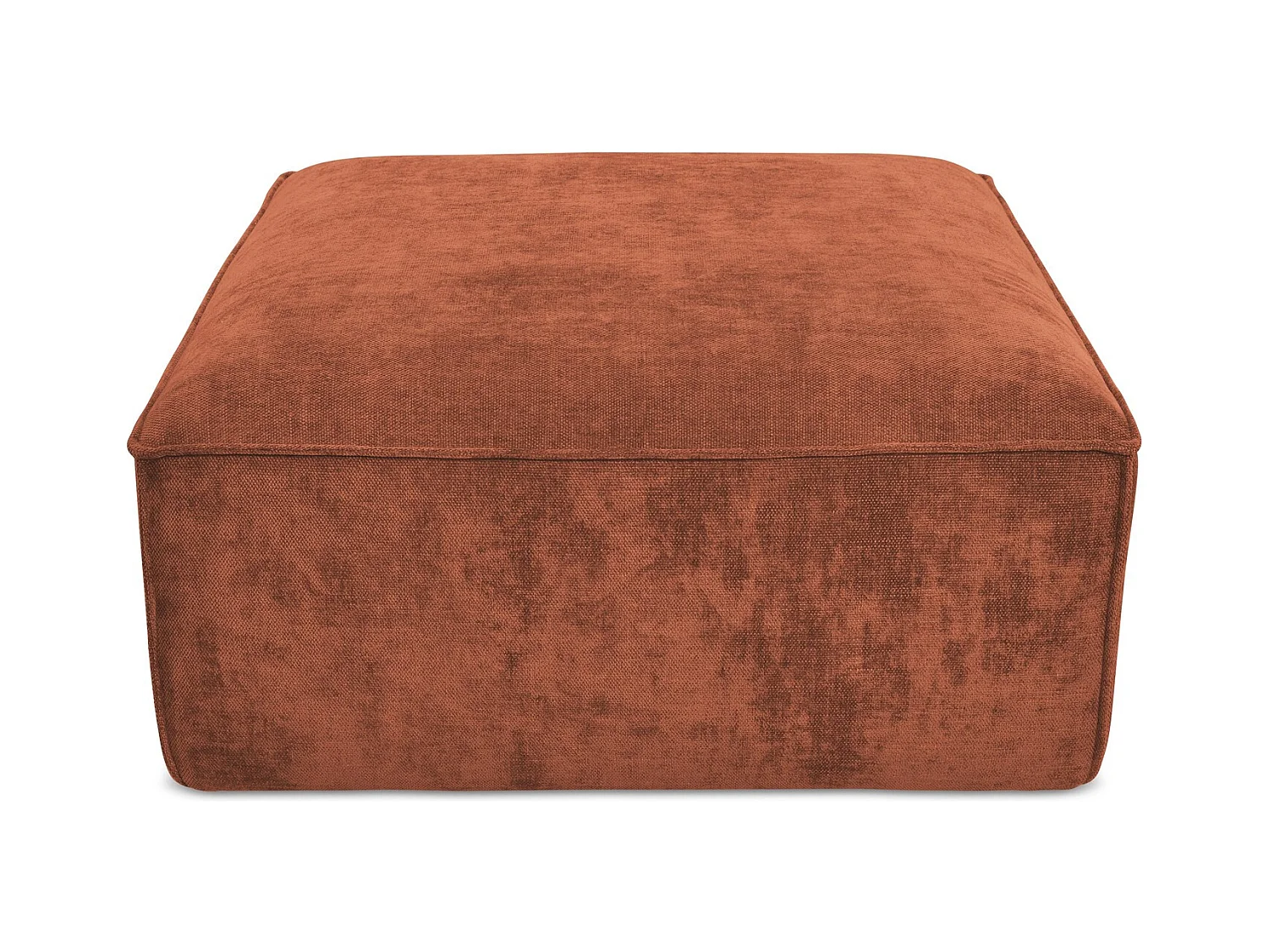 Pouf en tissu chenille - terre cuite - HANA