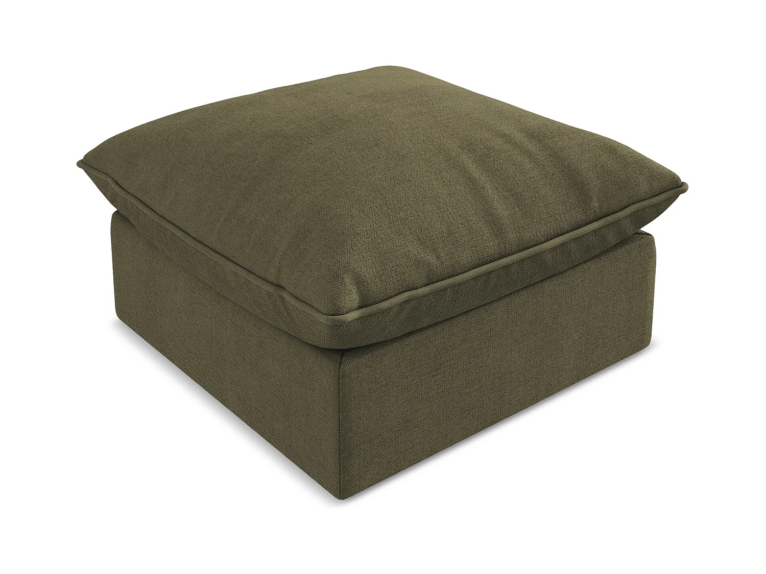 Pouf en tissu texturé - olive - MANAO