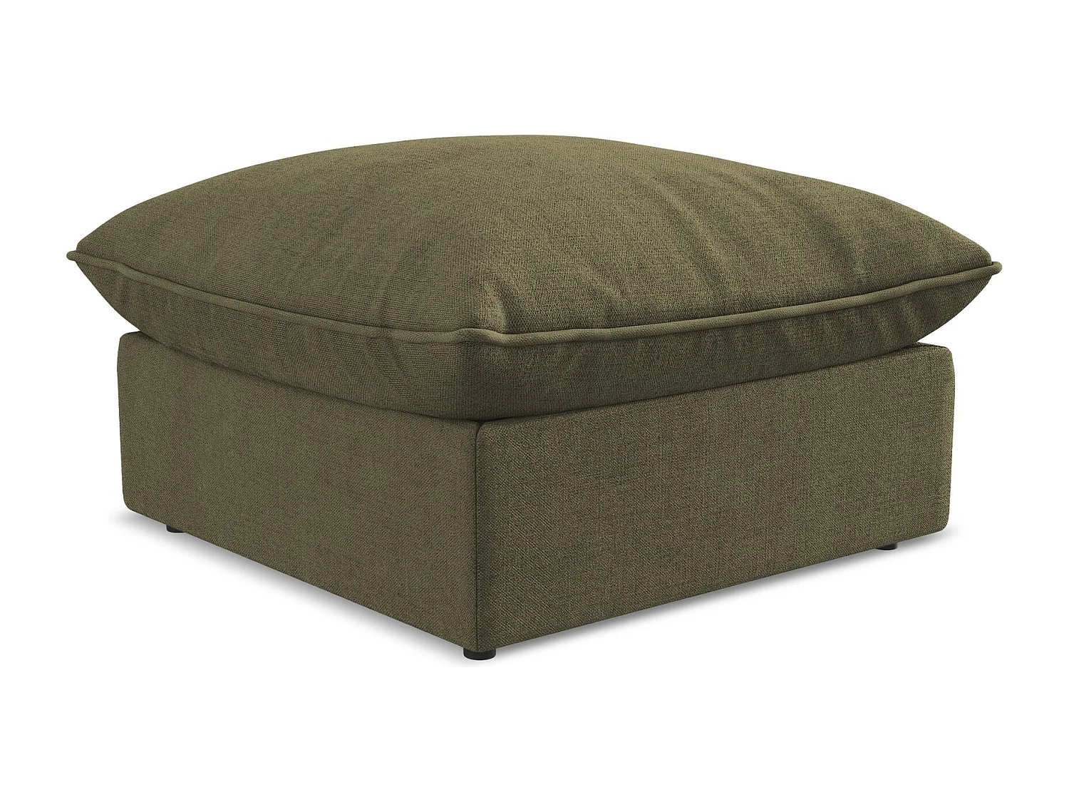 Pouf en tissu texturé - olive - MANAO
