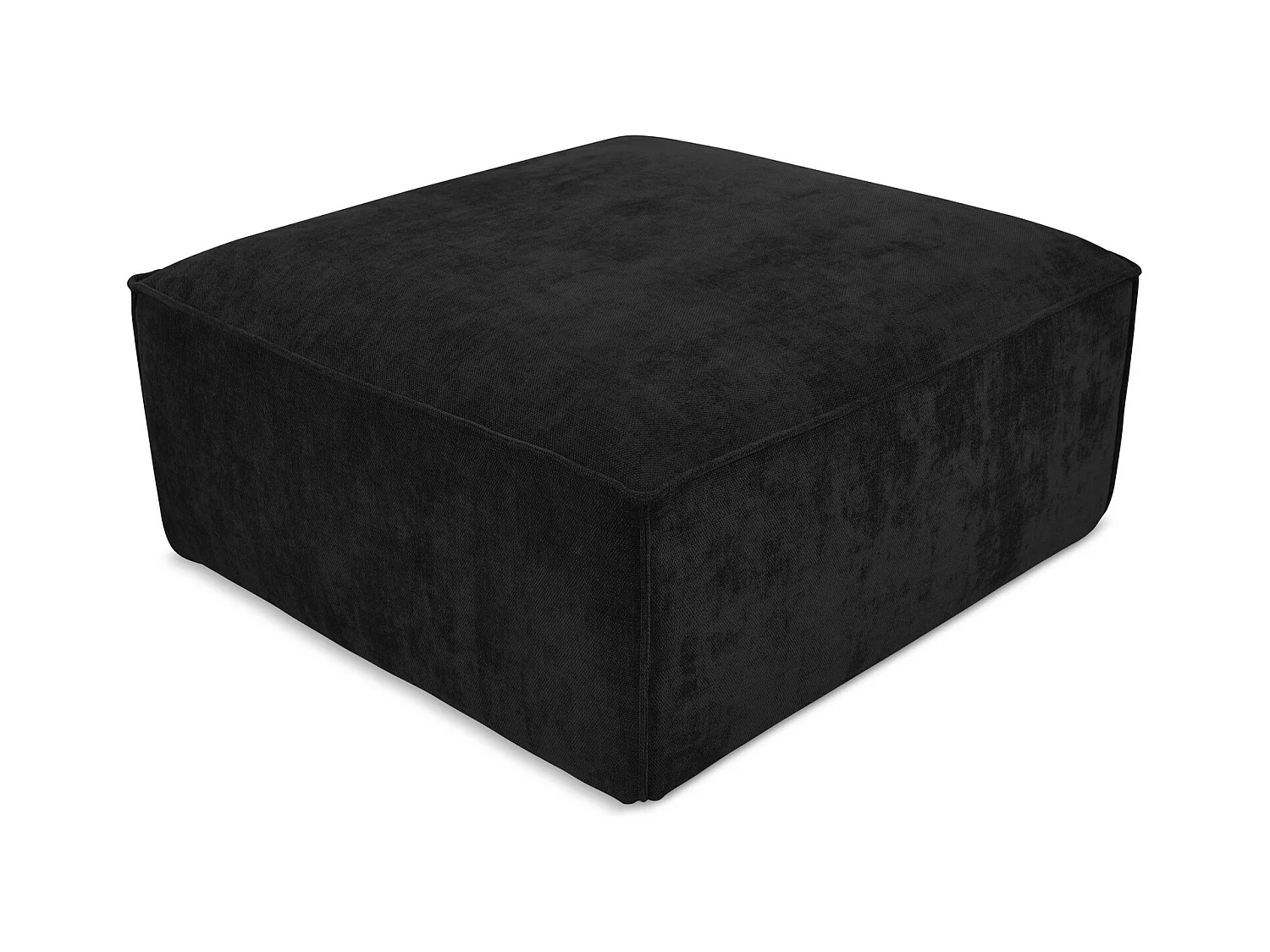 Pouf en tissu chenille - noir - HANA