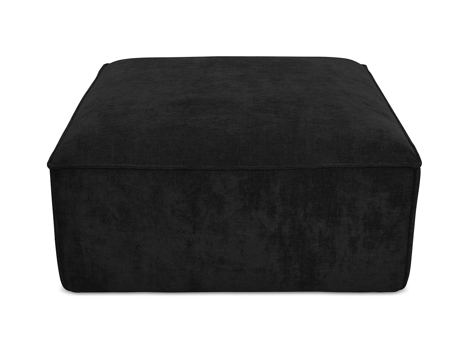 Pouf en tissu chenille - noir - HANA