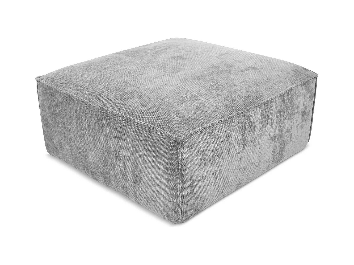 Pouf en tissu chenille - gris clair - HANA