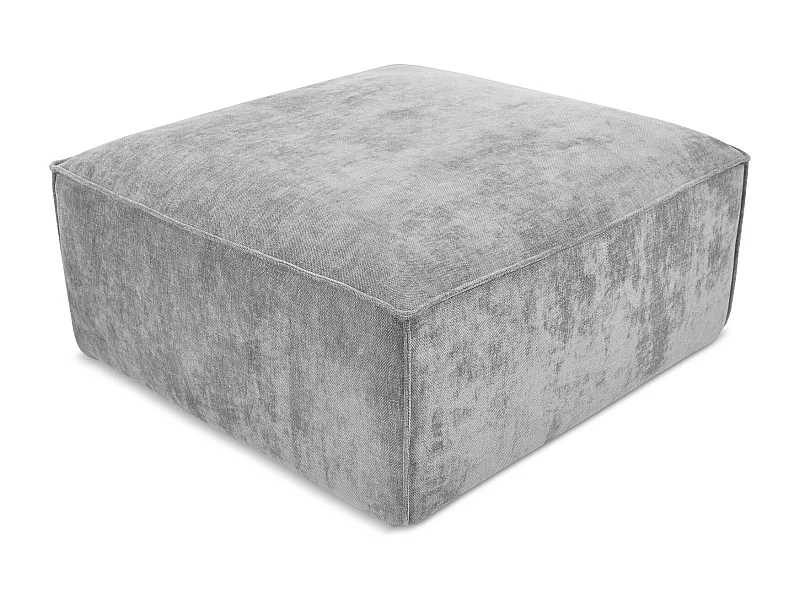 Pouf en tissu chenille - gris clair - HANA