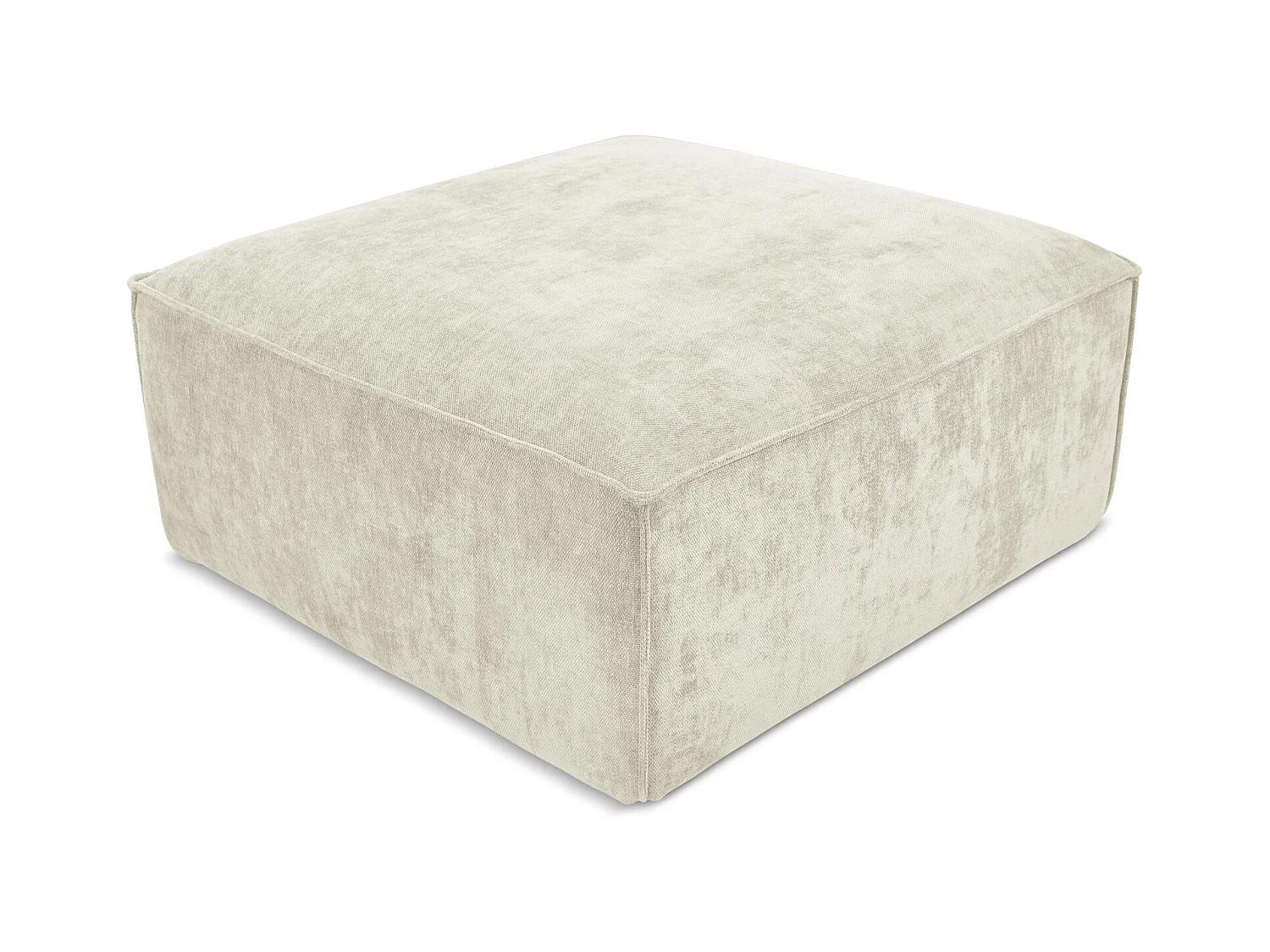 Pouf en tissu chenille - beige - HANA