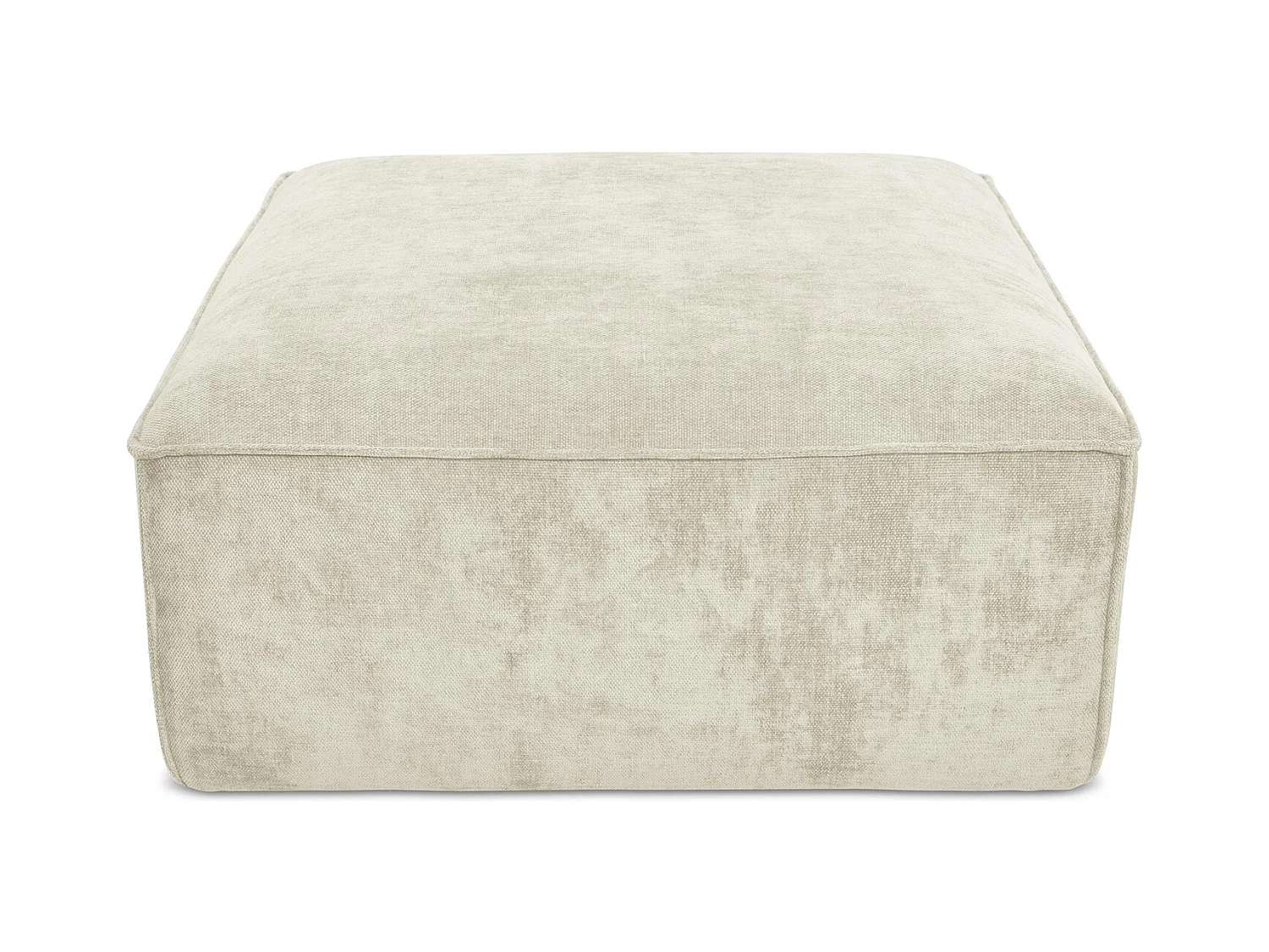 Pouf en tissu chenille - beige - HANA