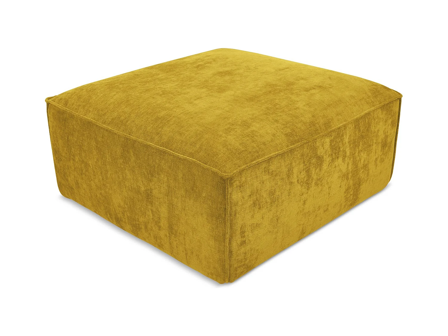 Pouf en tissu chenille - moutarde - HANA