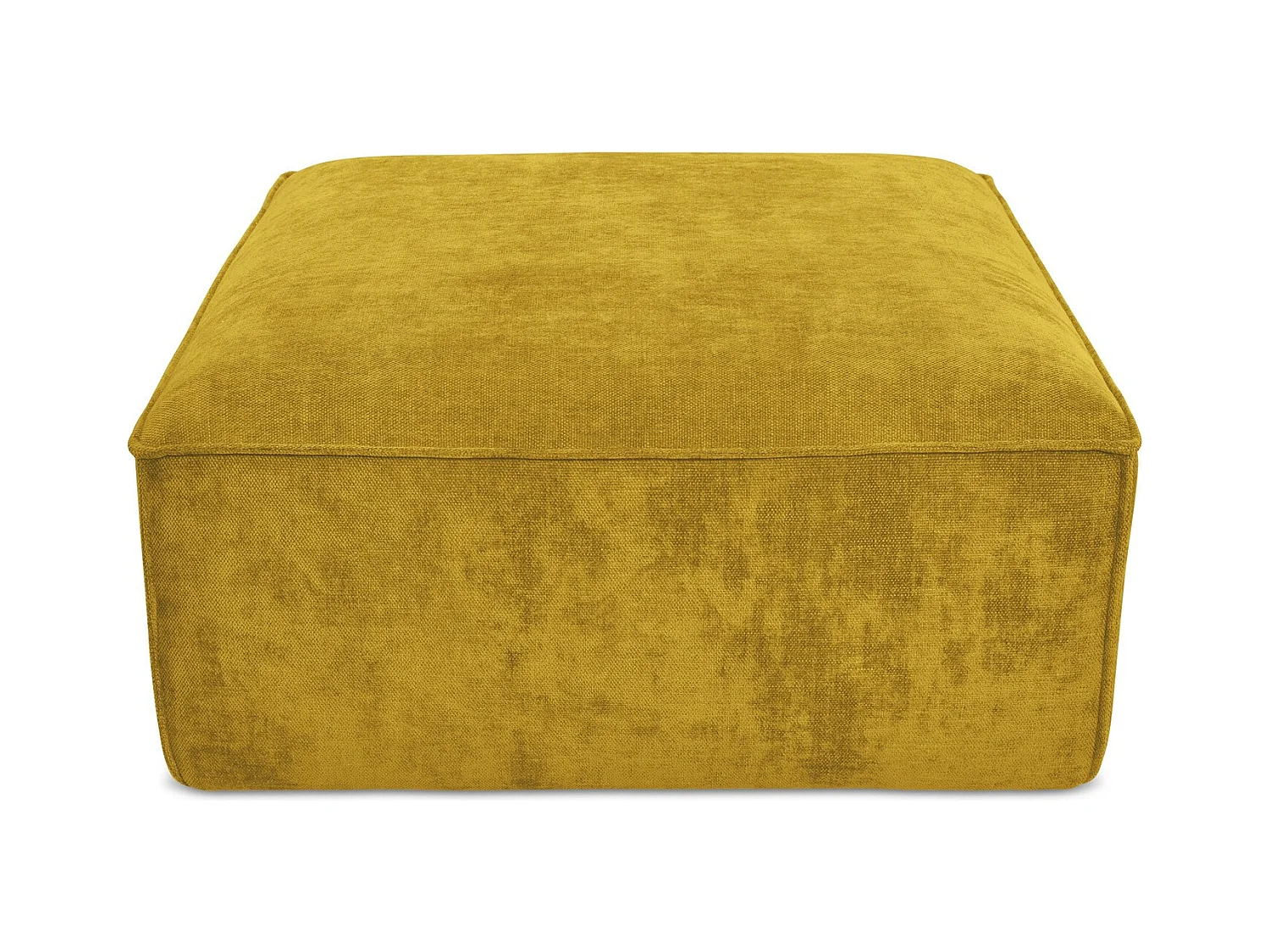 Pouf en tissu chenille - moutarde - HANA