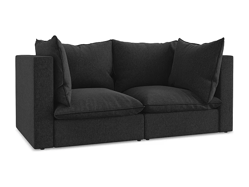 Modulares 2-Sitzer Sofa - - Samt - Schwarz - MANAO